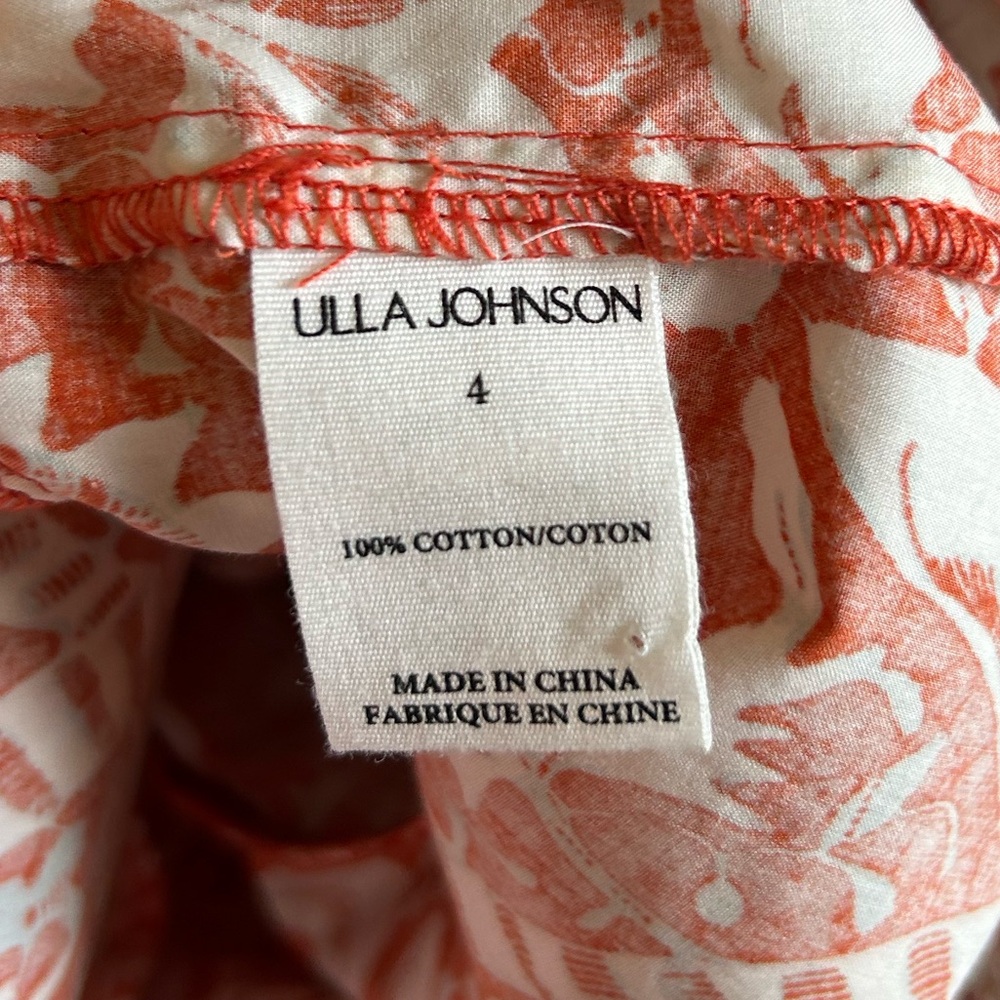 ULLA JOHNSON Delila Midi Ruffle Floral Dress Orange Blossom Sz 4 - Picture 13 of 15